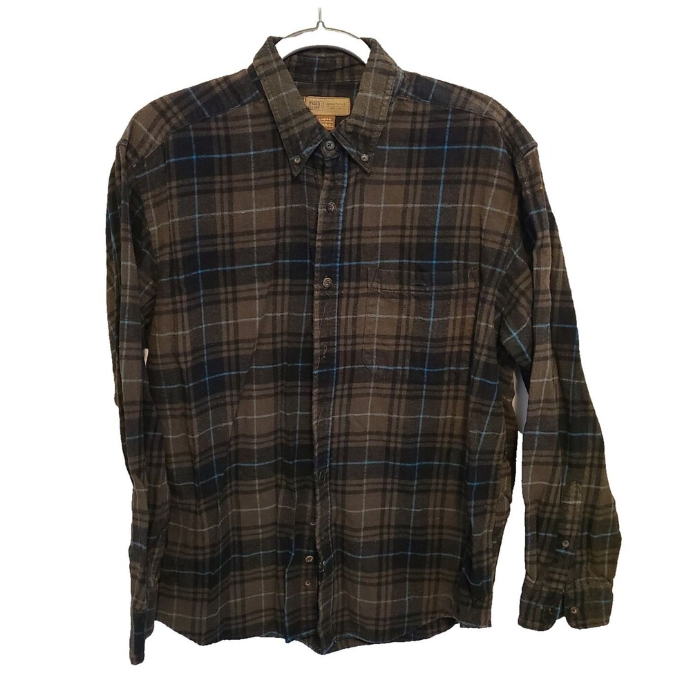 Vintage  Faded Glory Men's Size Large Buttom Down Long Sleeve Plaid Cotton